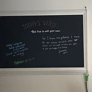 Cute little board you can add your favorite verse for the day!