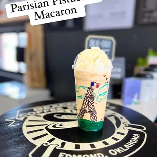 Blended Parisian Pistachio Macaron Espresso Latte