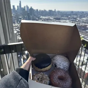 Variety of four donuts