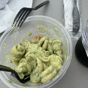 Pesto pasta salad, wow!!