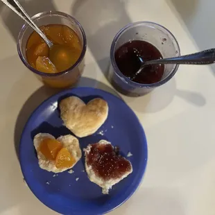 Biscuits and Jam.  Heart Shaped for Valentine&apos;s Day