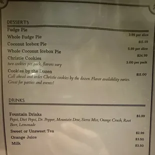 Dessert Menu