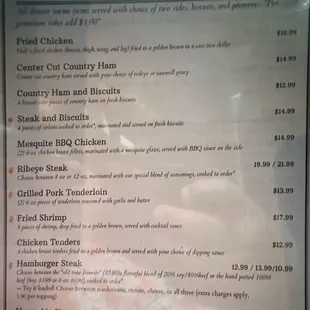 Dinner Menu