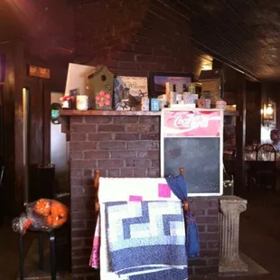 a table with a quilt on it