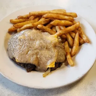Big Bubba Hamburger Steak with Fries