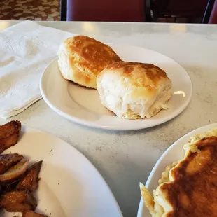 two plates of food on a table