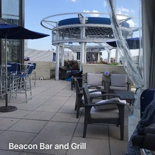 a view of the rooftop bar and grill