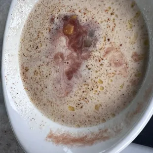 This is supposed to be half vegetable crab soup and half cream of crab soup, but was a watery mess altogether.