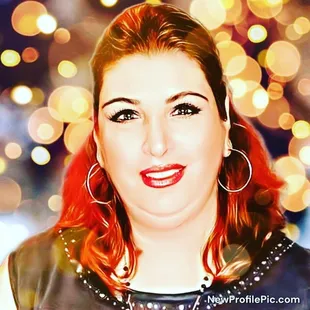 a woman with red hair