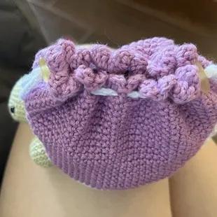 two sea glass beads to help close my turtle pouch