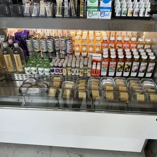  display case filled with food items