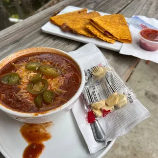 Chili and veggie quesadillas