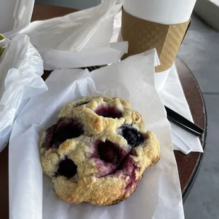 Blueberry scone with dirty chai