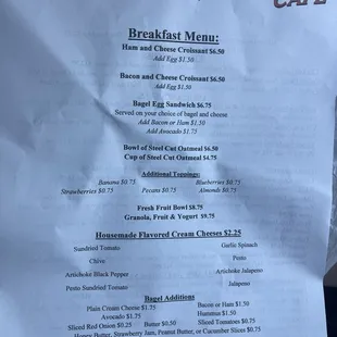 Updated menu and prices 8-2024