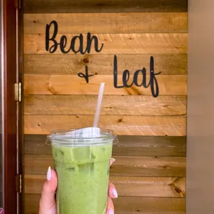 Iced vanilla matcha latte