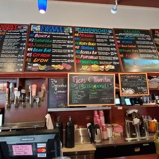 Huge menu w/all-day breakfast, esp chorizo. Crunchy tasty fries. No more wifi :( xfinity. Outlets. Friendly barista