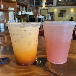 Thai tea and lavender lemonade