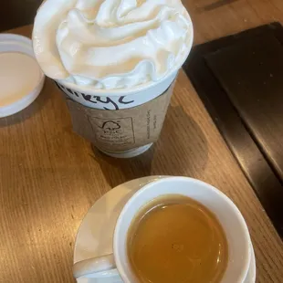 Double espresso &amp; a baileys latte