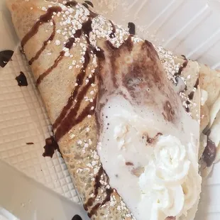 Smores crepe - whipped cream melted because crepe was hot and fresh
