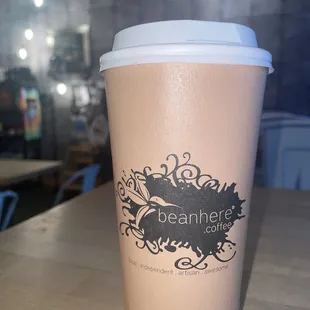 Hot pistachio chai latte with oatmilk