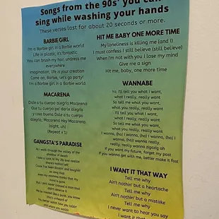 Hand washing songs