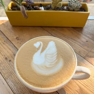 Latte with beautiful foam art !!