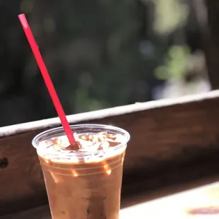 Sunset unity! Espresso over dark chocolate almond milk with a hint of orange