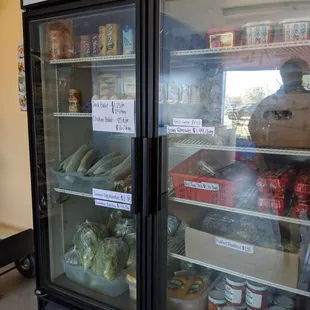 a display of food items