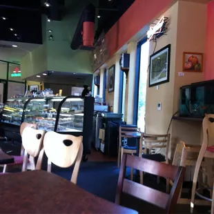 the interior of a bean shop