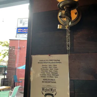 The patio has restrictions because it is shared with a bar.