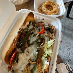 Cheesesteak Hoagie with Onion Rings