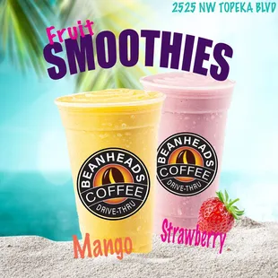 two smoothies on the beach