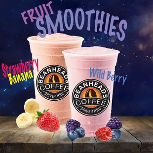 two cups of fruit smoothies