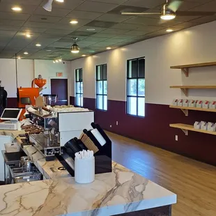 the interior of a coffee shop