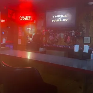 Beautiful patriotic display in the bar area.