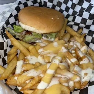 Teriyaki Grilled Chicken Sandwich with Cheesy Ranch Fries