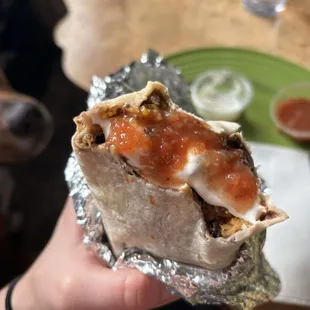 Sweet Potato Burrito with sauces