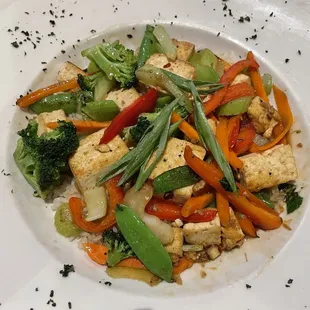 Veggie stir fry with very uncooked rice