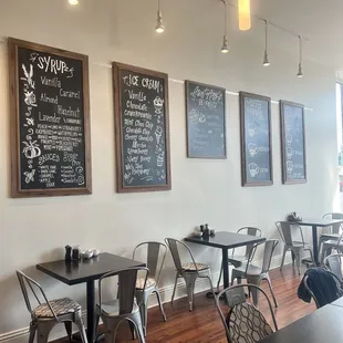 tables and chairs in a restaurant