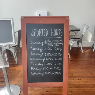 a chalk board with a menu on it