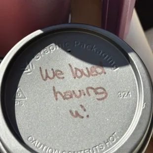 Love the little message on the lid!