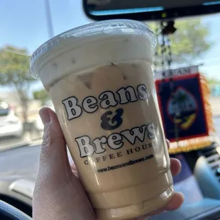 White chocolate mocha w/almond milk and soft top. Yum.