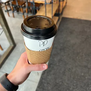  hand holding a coffee cup