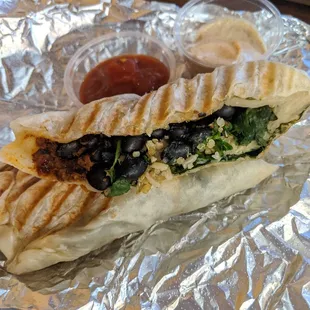 Fiesta Veggie Burrito - so yummy! I recommend using the salsa and spicy mayo add a little kick and flavor