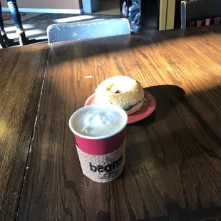 Latte With Almond Milk And The Veggie With Hummus