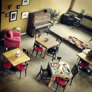 This was taken looking down at the shadow box tables filled with neat antiques and such