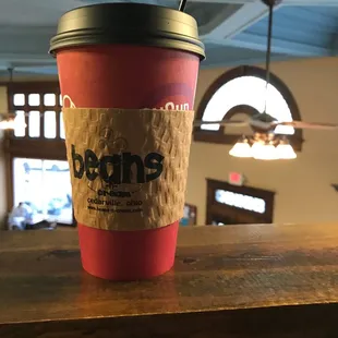 Upstairs view with coffee cup