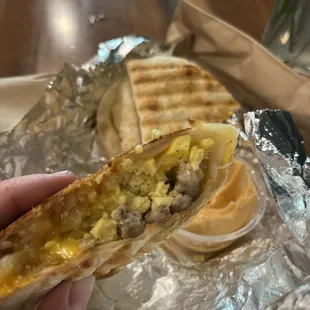 Sausage breakfast burrito