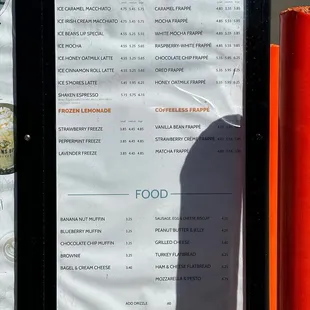 menu