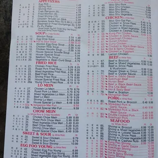 the menu